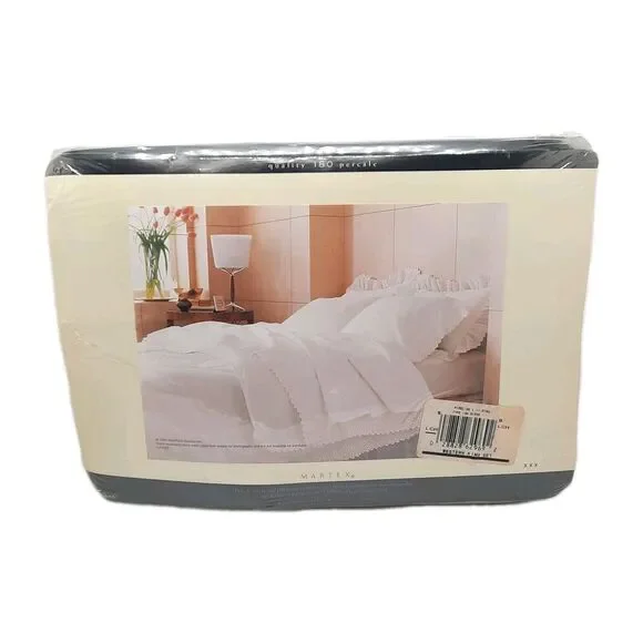 Vintage Martex Sheet KING Set Pipeline Lace Eyelet Ecru Off-White NOS Sealed New - Picture 3 of 13